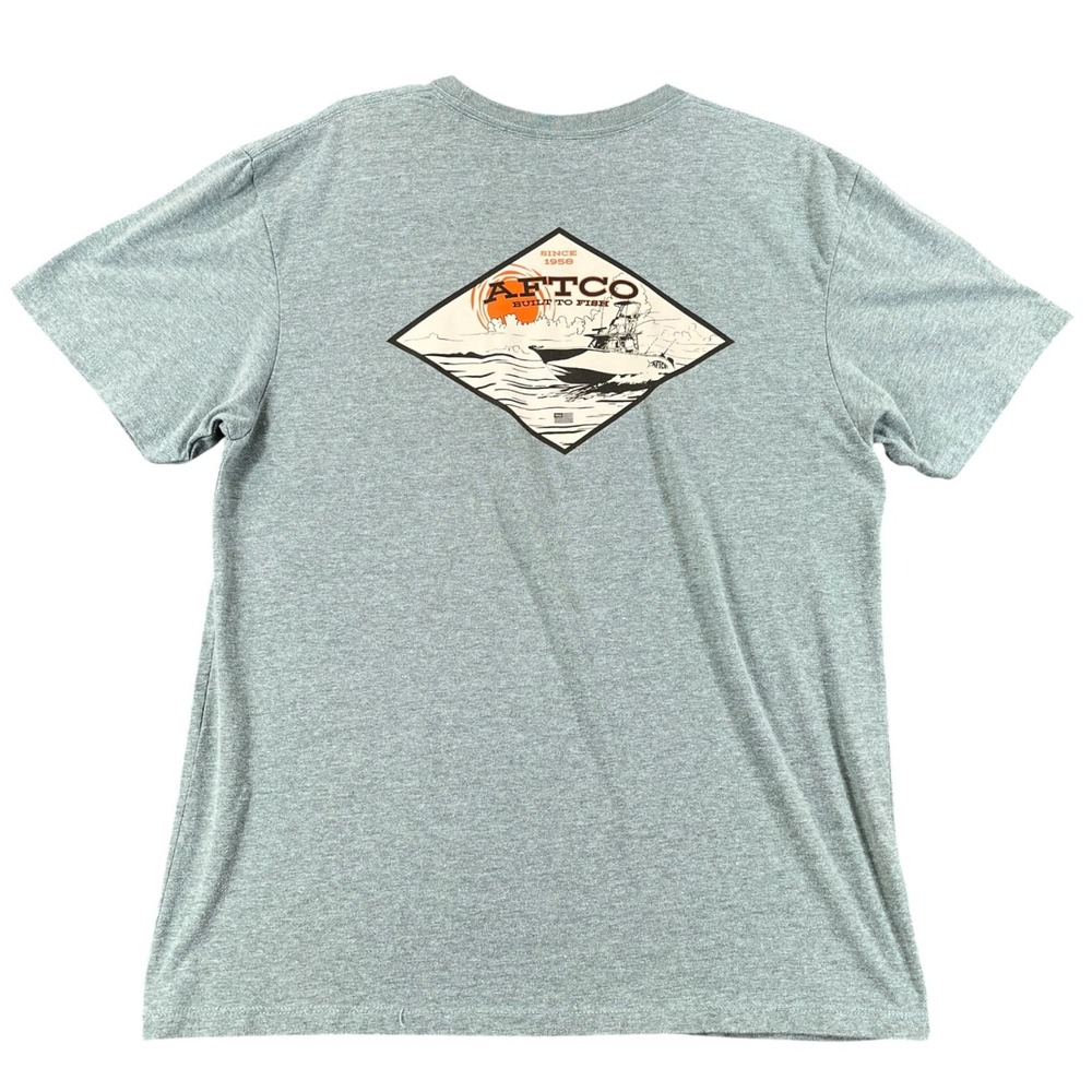 AFTCO American Fishing Tackle Co Shirt Mens L Green Fishing Boating Tee Outdoor